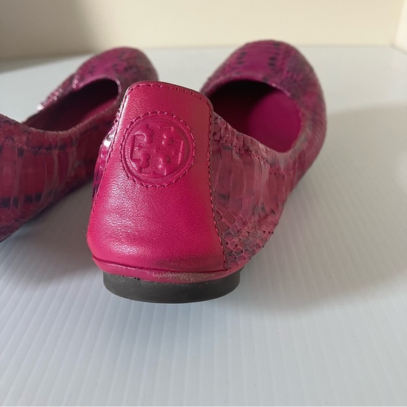Tory Burch Snake print Leather Pink Ballet Flats size 8 - Picture 4 of 10